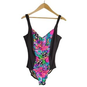 Vintage 90s The Slimsuit Ruched One Piece Swimsuit l Plus Size 20‎